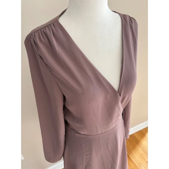 Aritzia Babaton Optima True Wrap Mini Dress Size M  Mauve Mocha Mousse - Picture 4 of 16